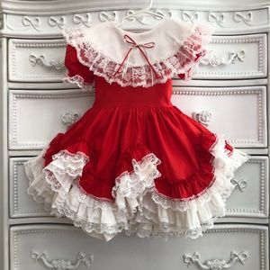 1995 Lid’L dolly red frilly dress size 4 vintage